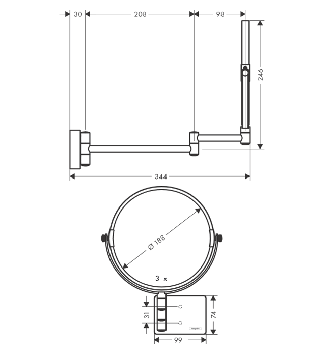 Hansgrohe AddStoris Cosmetic Mirror Matt Black