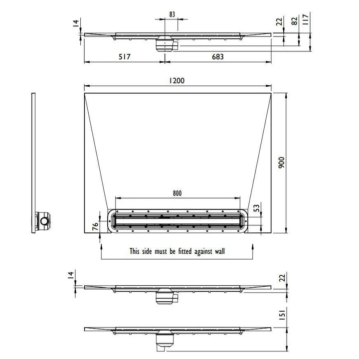 Impey Aqua-Dec Linear 3 Wetroom Tray