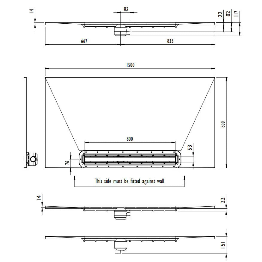 Impey Aqua-Dec Linear 3 Wetroom Tray