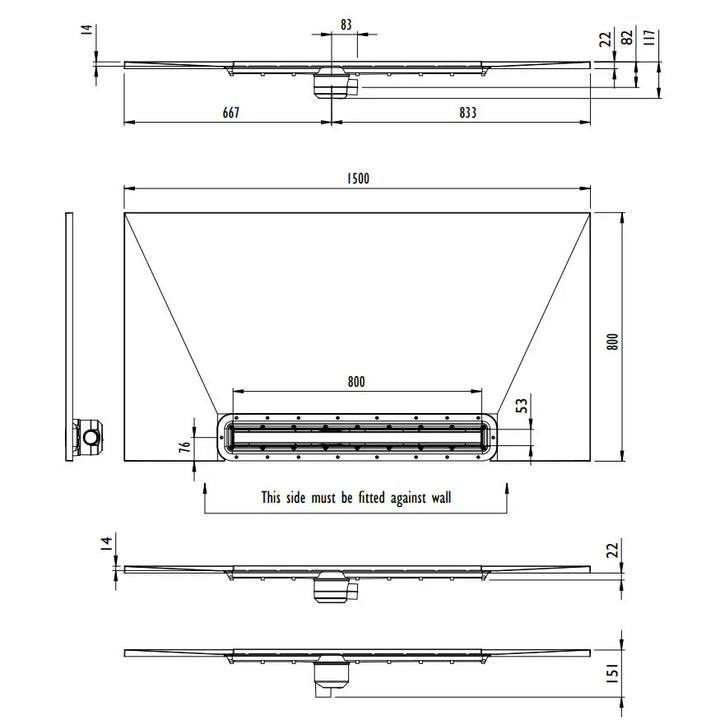 Impey Aqua-Dec Linear 3 Wetroom Tray