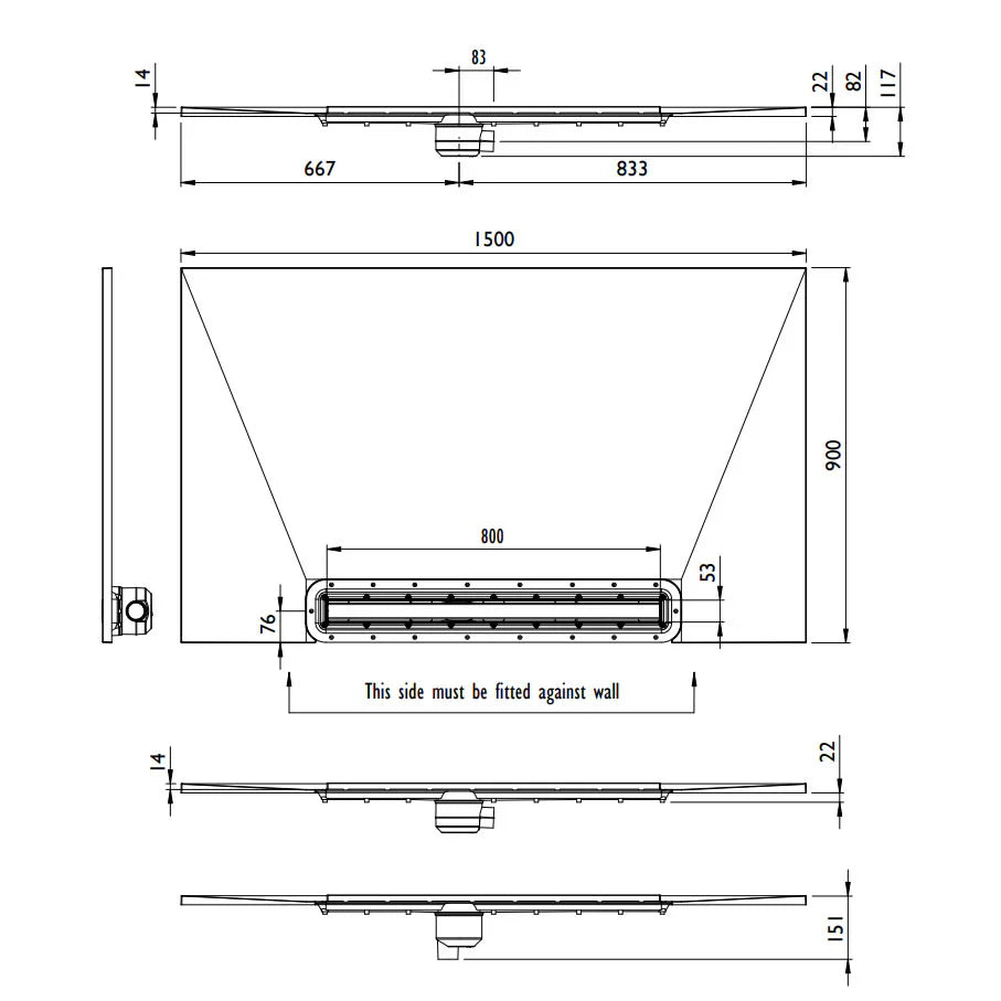 Impey Aqua-Dec Linear 3 Wetroom Tray