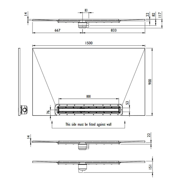 Impey Aqua-Dec Linear 3 Wetroom Tray