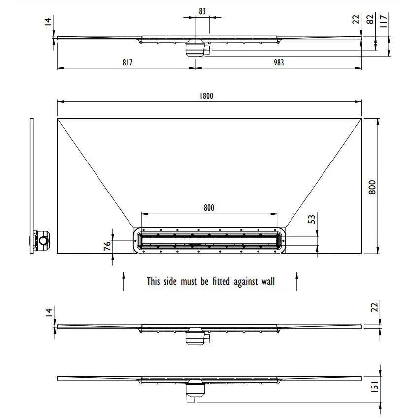 Impey Aqua-Dec Linear 3 Wetroom Tray