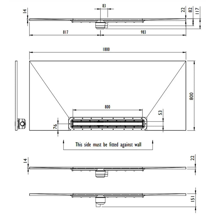 Impey Aqua-Dec Linear 3 Wetroom Tray