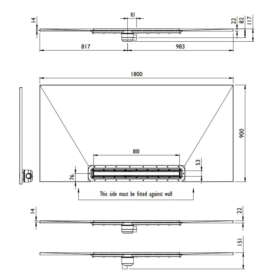 Impey Aqua-Dec Linear 3 Wetroom Tray