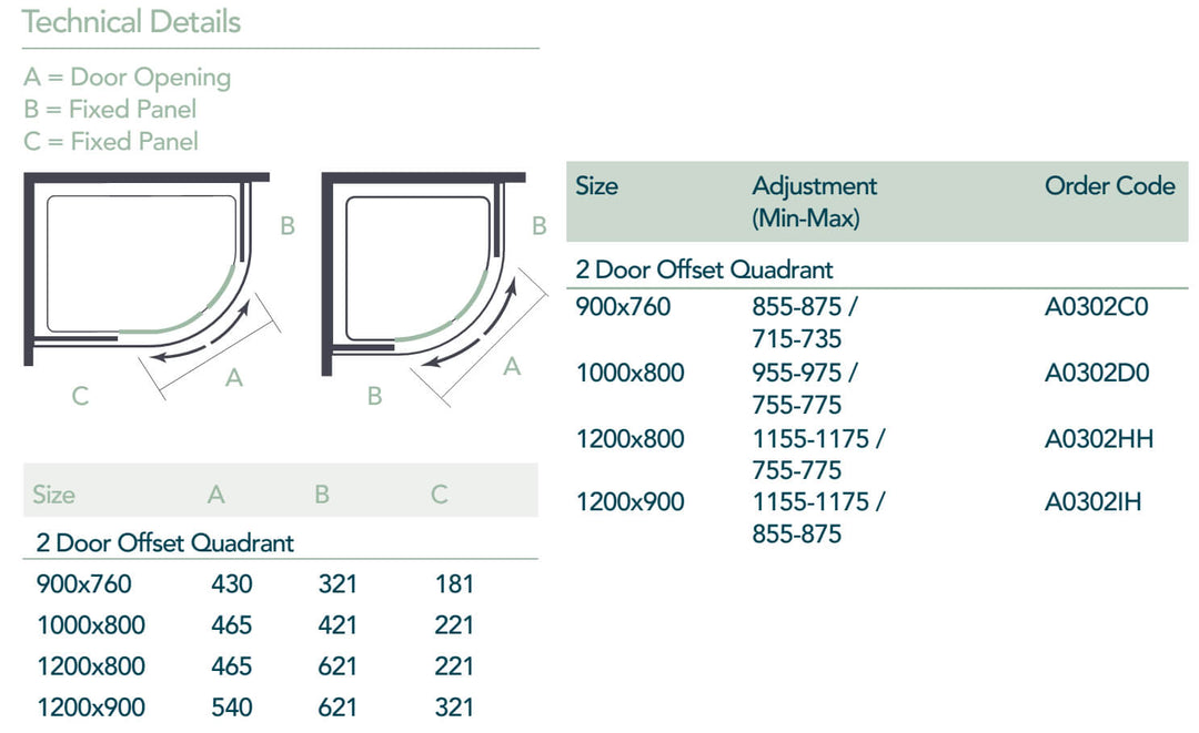 Ionic by Merlyn Express 2 Door Offset Quadrant Shower Enclosure