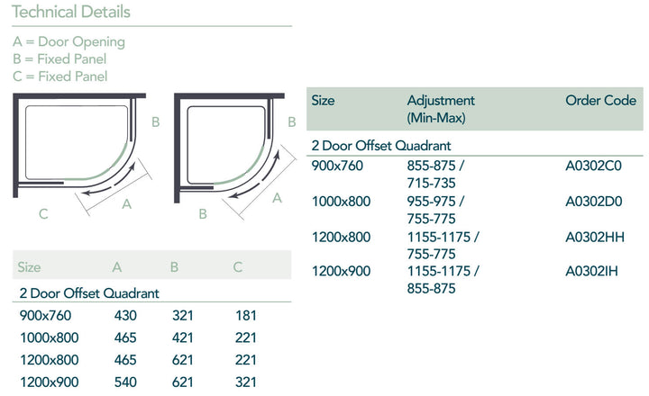 Ionic by Merlyn Express 2 Door Offset Quadrant Shower Enclosure