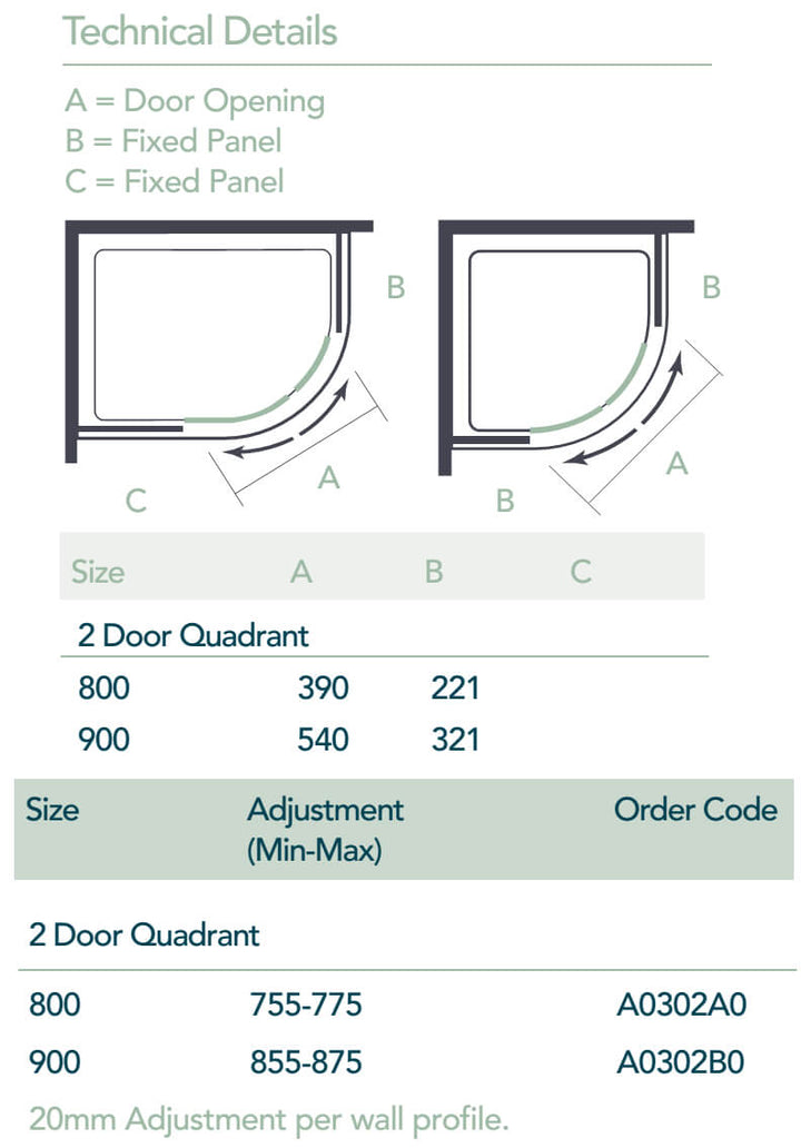 Ionic by Merlyn Express 2 Door Quadrant Shower Enclosure