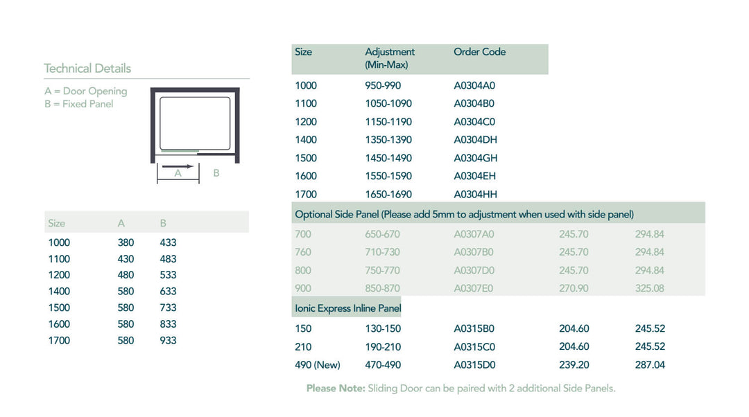 Ionic By Merlyn Express 6mm Sliding Door & Side Panel