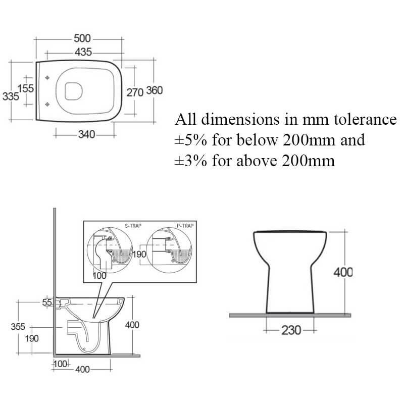 RAK Ceramics Origin Back To Wall Toilet & Seat