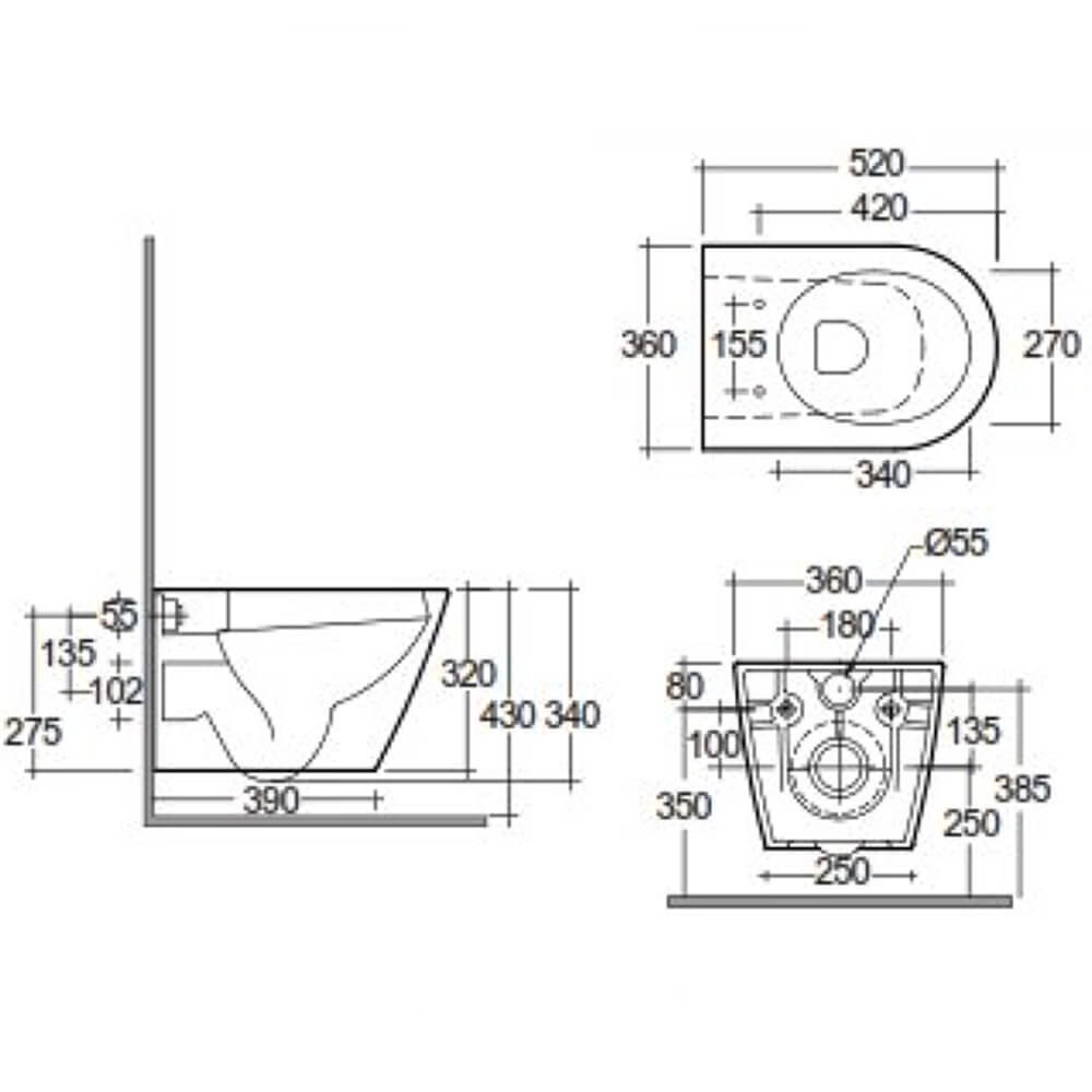 RAK Ceramics Feeling Rimless Wall Hung Toilet & Seat In Matt White