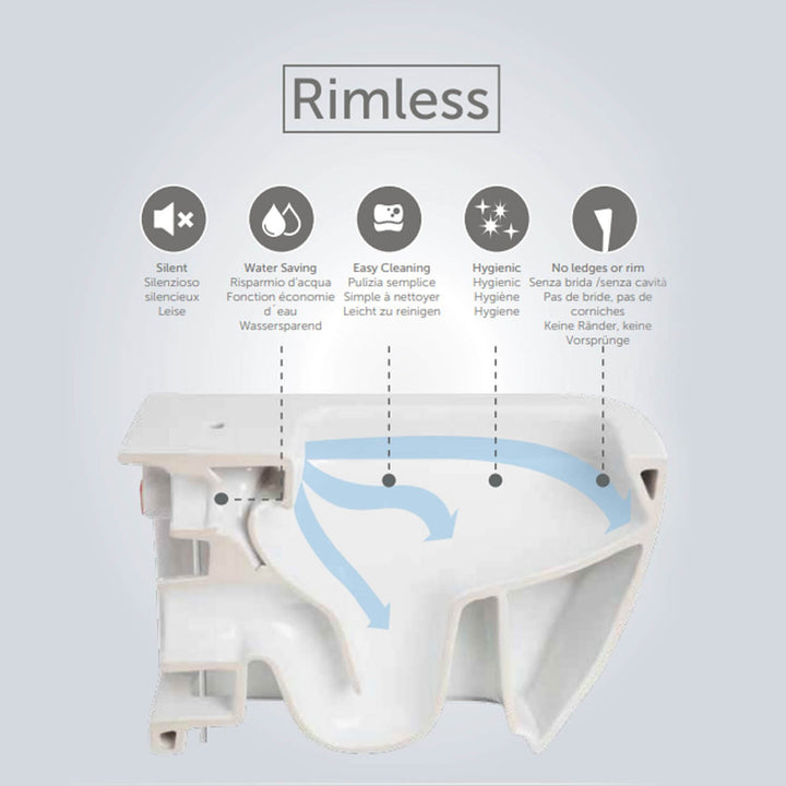 RAK Ceramics Feeling Rimless Wall Hung Toilet & Seat In Matt White