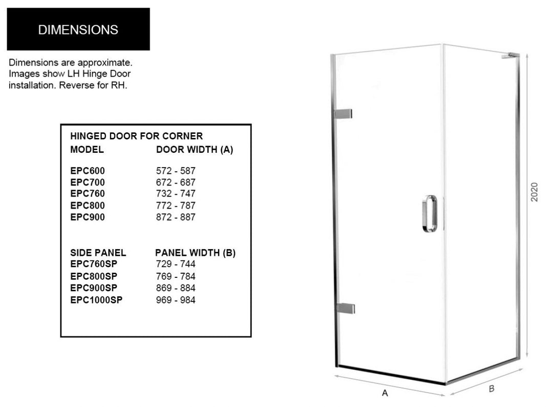 Matki Eauzone Hinged Door For Corner (EPC)