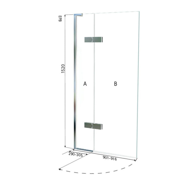 Matki Eauzone Two Panel Bath Screen Outward Opening (EPB)