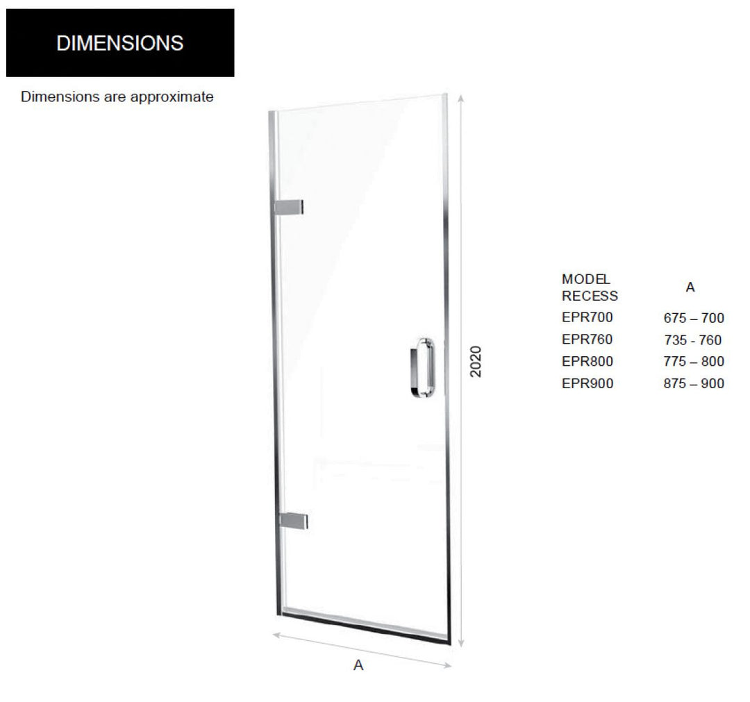 Matki Eauzone Hinged Door From Wall For Recess (EPR)