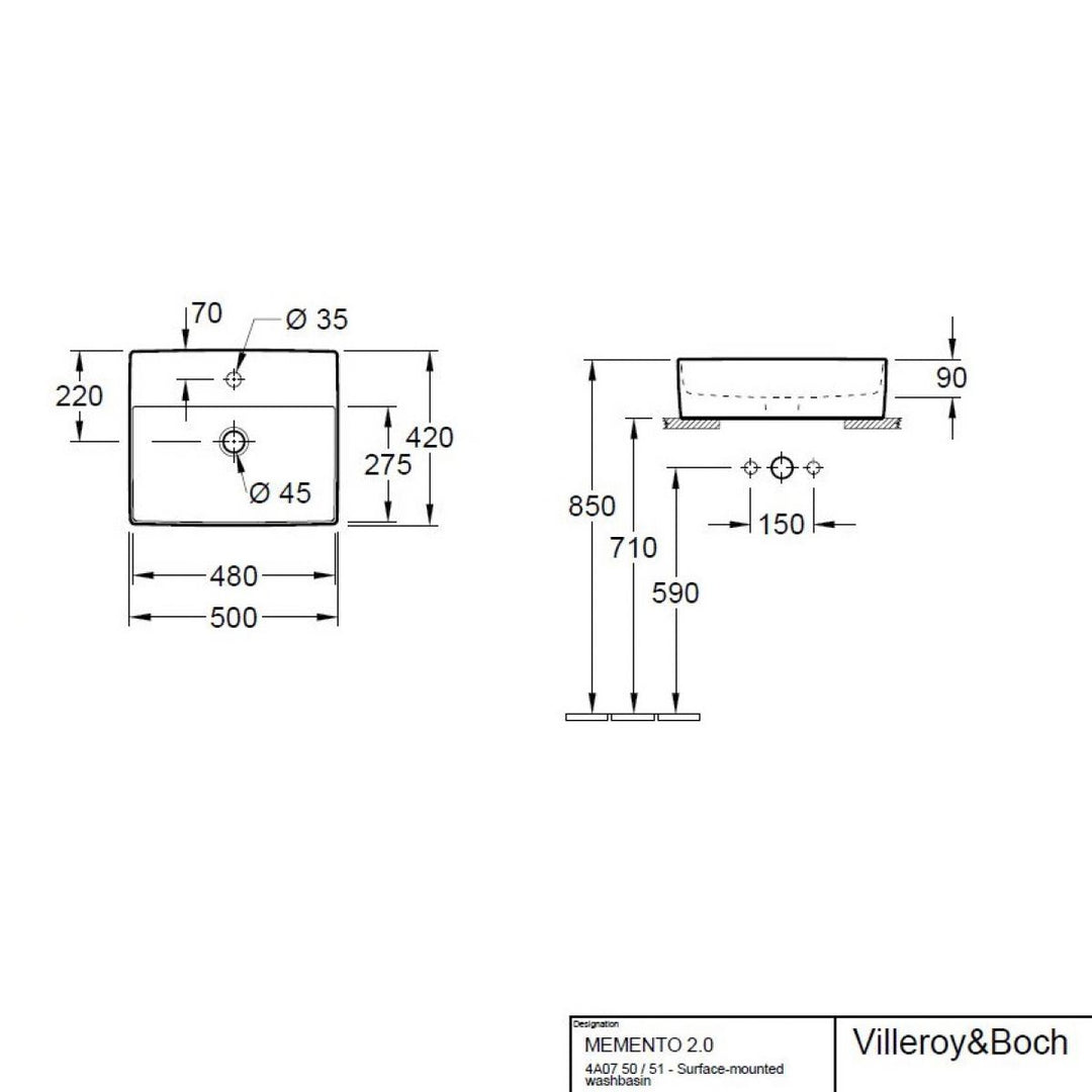 Villeroy & Boch Memento 2.0 Countertop Basin