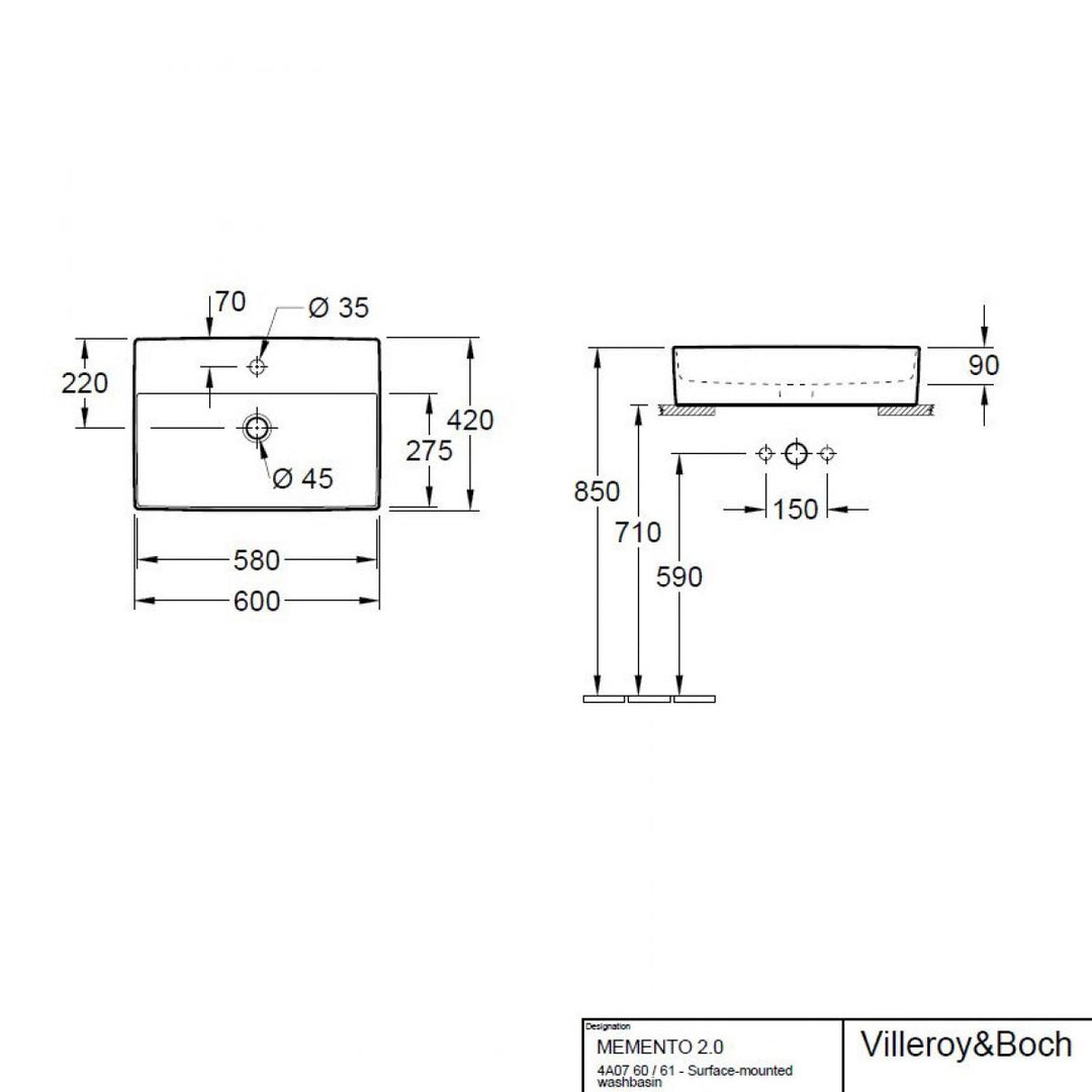 Villeroy & Boch Memento 2.0 Countertop Basin