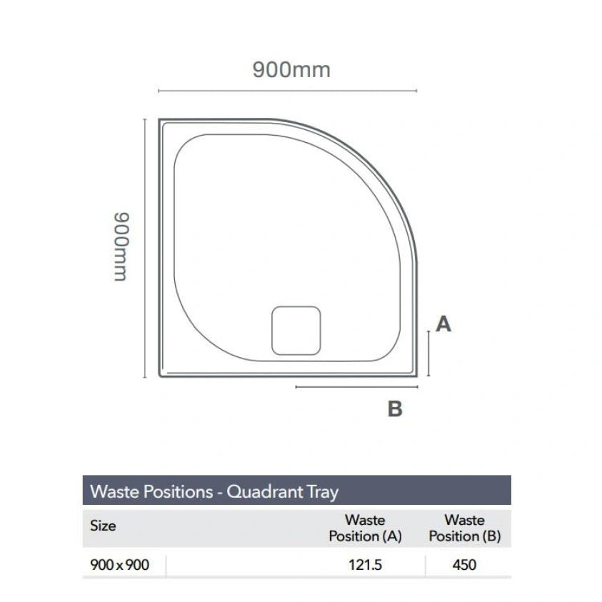 Merlyn Level 25 900mm x 900mm Quadrant Shower Tray & Waste