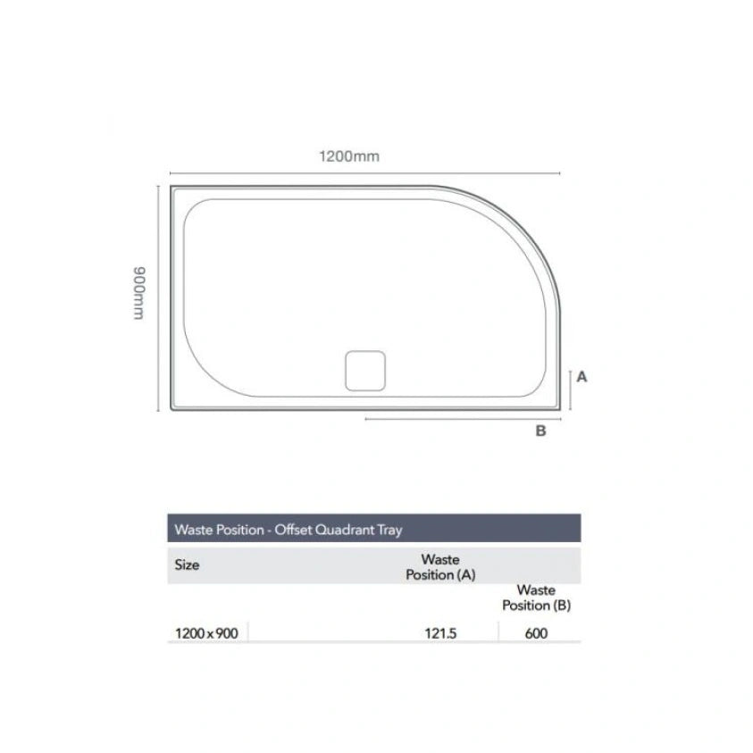 Merlyn Level 25 1200mm x 900mm Offset Quadrant Shower Tray & Waste