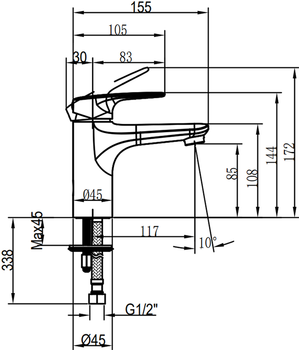 Villeroy & Boch O.Novo Start Single Lever Basin Mixer In Chrome