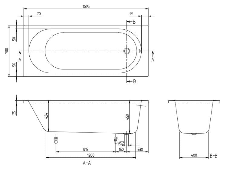 Villeroy & Boch O.Novo Single Ended Rectangular Bath