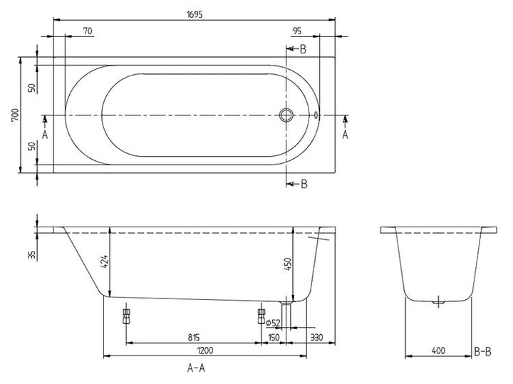 Villeroy & Boch O.Novo Single Ended Rectangular Bath