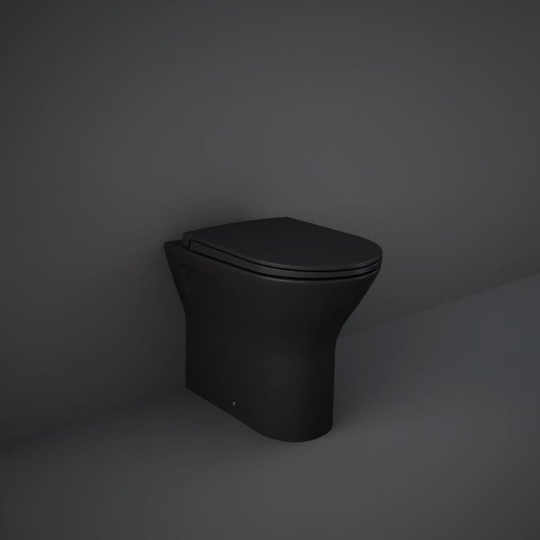 RAK Ceramics Feeling Rimless Back To Wall Toilet & Seat In Matt Black