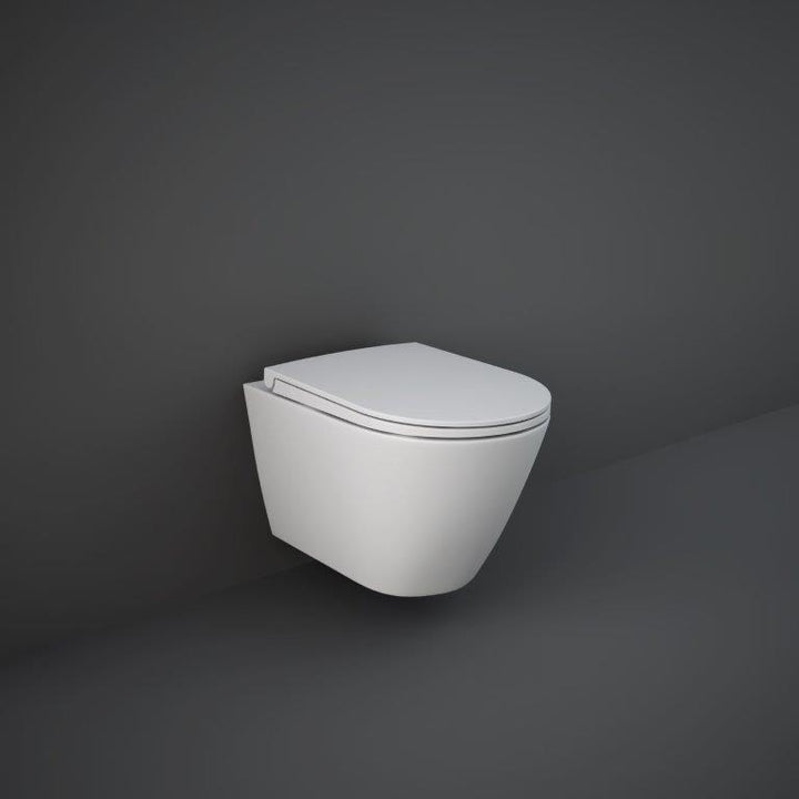 RAK Ceramics Feeling Rimless Wall Hung Toilet & Seat In Matt White