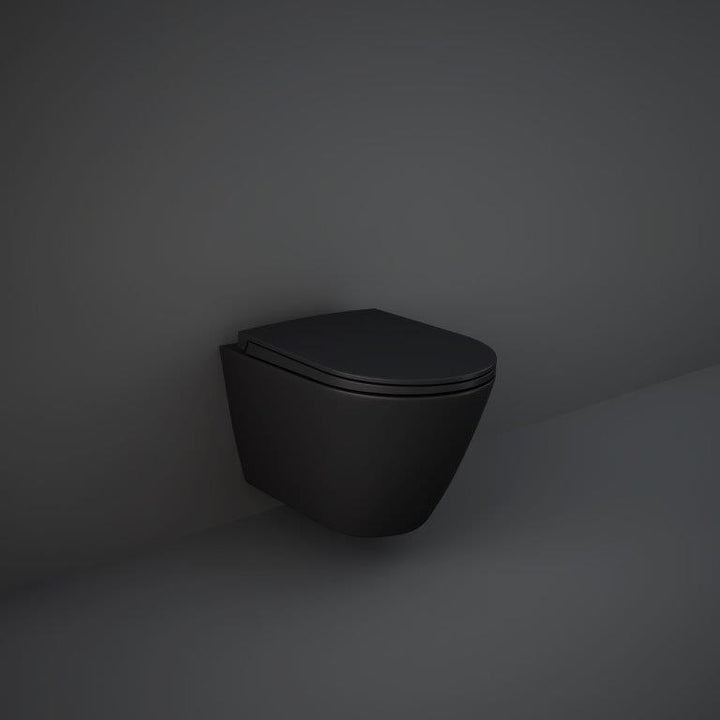 RAK Ceramics Feeling Rimless Wall Hung Toilet & Seat In Matt Black