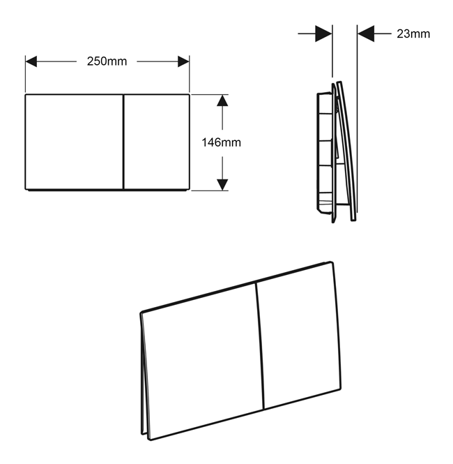 Geberit Sigma70 Dual Flush Plate - Black Glass