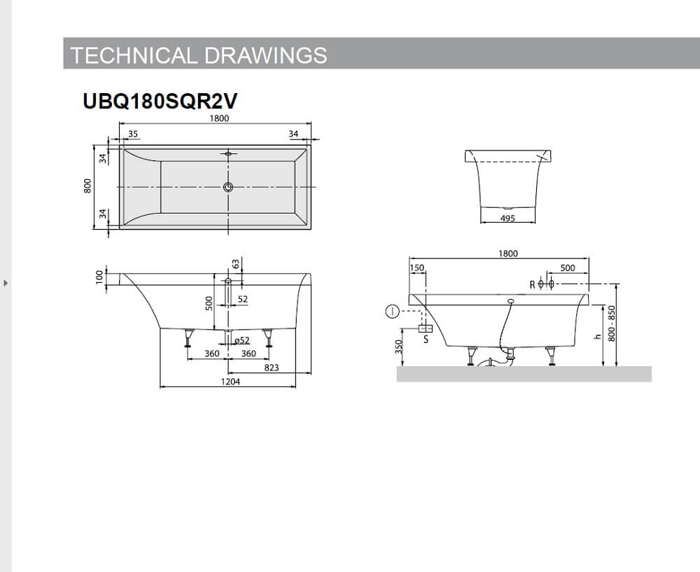 Villeroy & Boch Squaro Rectangular Bath