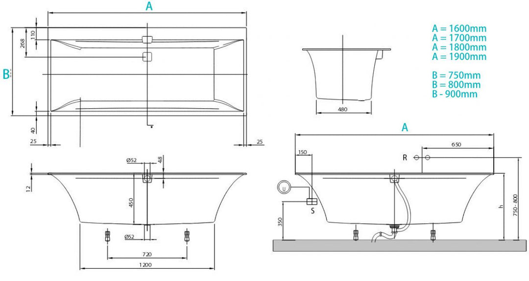 Villeroy & Boch Squaro Edge 12 Duo Rectangular Bath