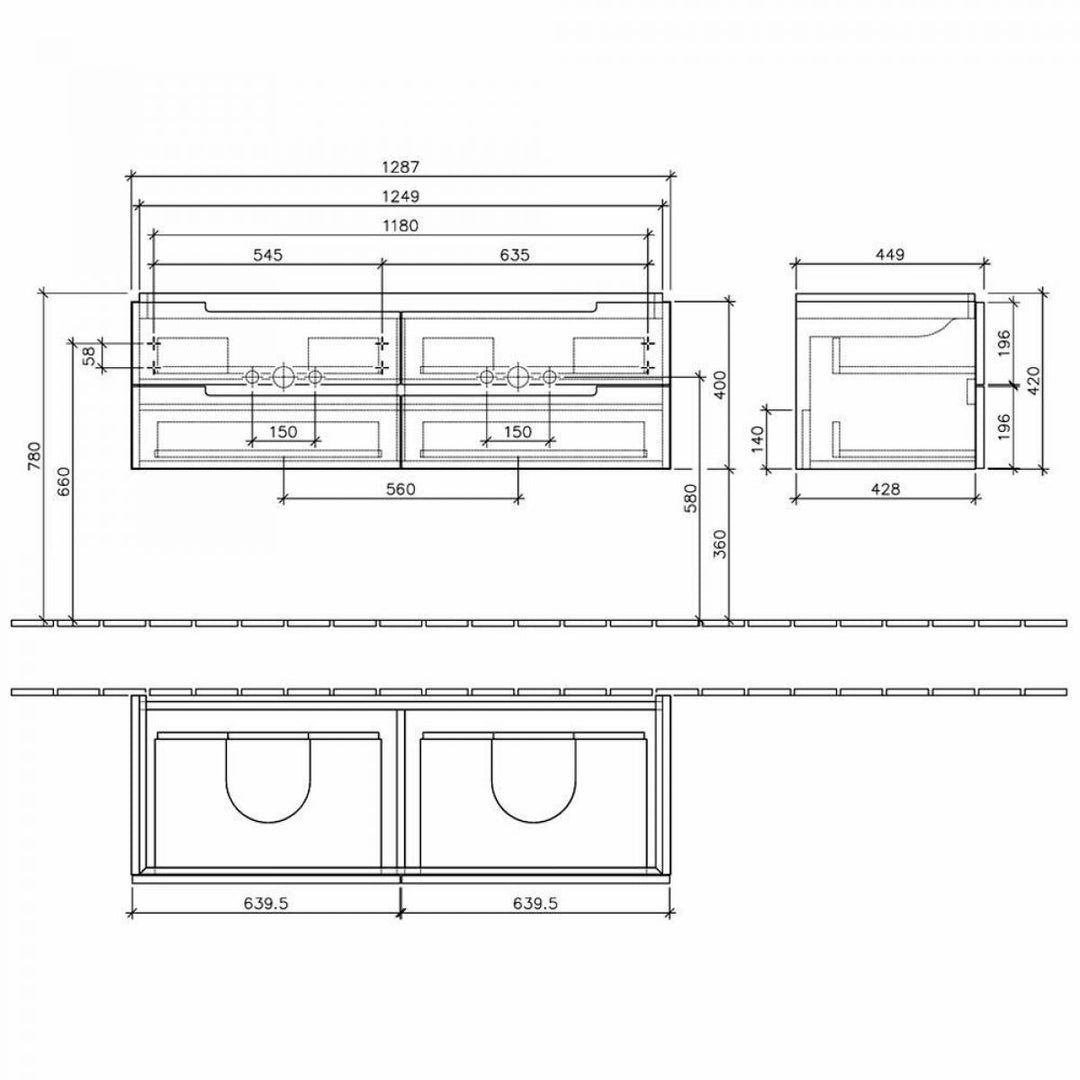 Villeroy & Boch Subway 2.0 1300mm Vanity Unit & Double Washbasin