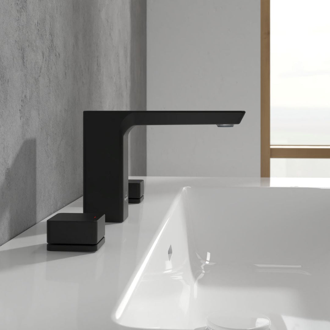 Villeroy & Boch Subway 3.0 Three Hole Deck Mounted Basin Mixer In Matt Black