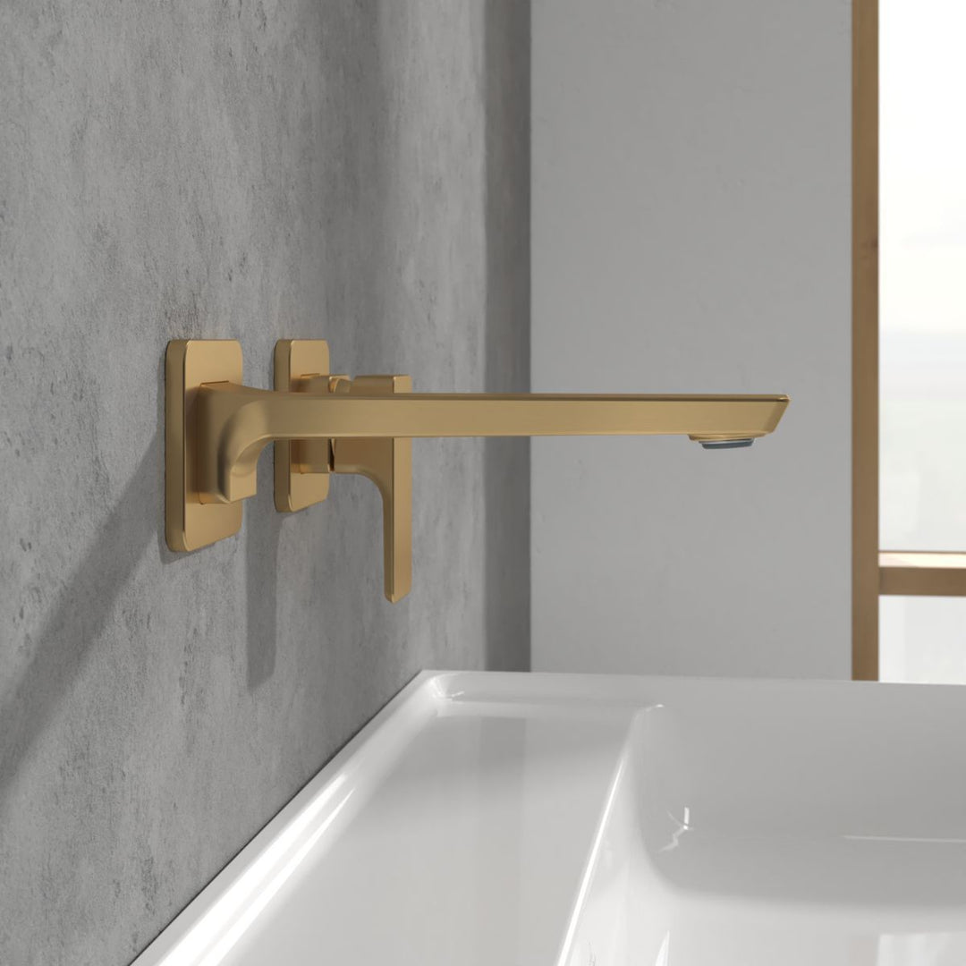 Villeroy & Boch Subway 3.0 Single Lever Wall Mounted Basin Mixer In Brushed Gold