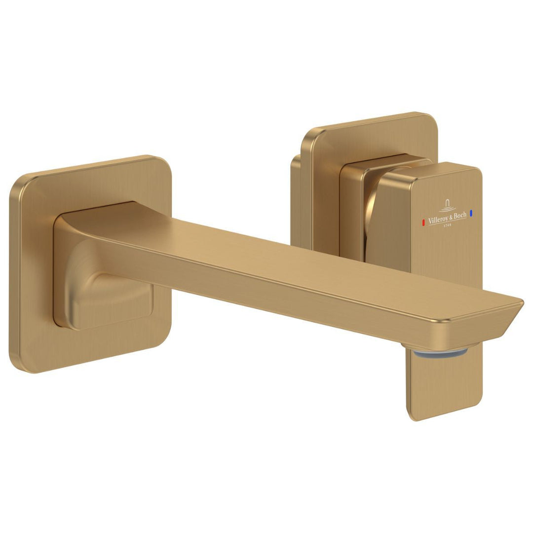 Villeroy & Boch Subway 3.0 Single Lever Wall Mounted Basin Mixer In Brushed Gold