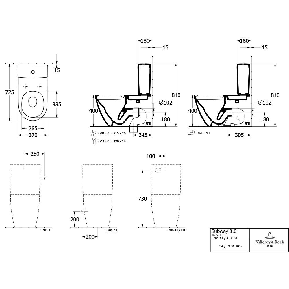 Villeroy & Boch Subway 3.0 Close Coupled Toilet & Soft Close Seat