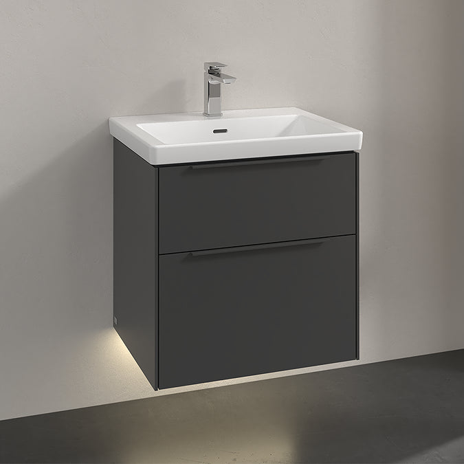 Villeroy & Boch Subway 3.0 600mm Wall Hung 2 Drawer Vanity Unit & Basin with LED Lighting