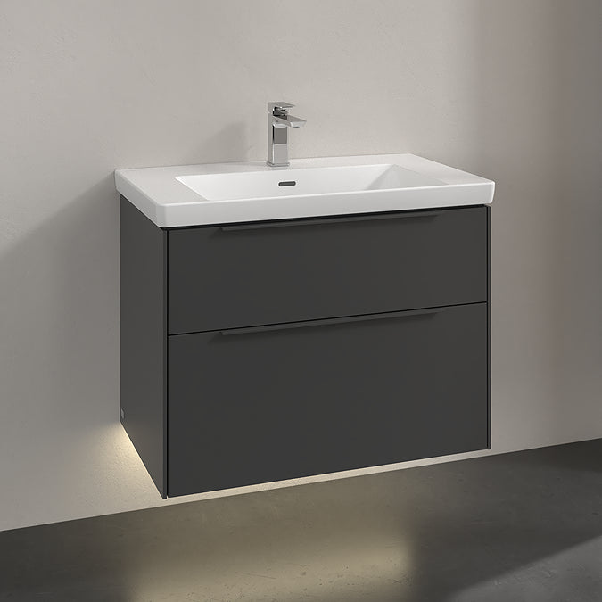 Villeroy & Boch Subway 3.0 800mm Wall Hung 2 Drawer Vanity Unit & Basin with LED Lighting