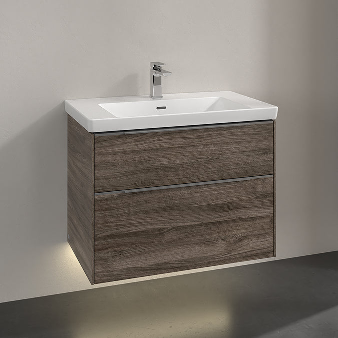 Villeroy & Boch Subway 3.0 800mm Wall Hung 2 Drawer Vanity Unit & Basin with LED Lighting