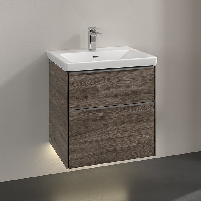 Villeroy & Boch Subway 3.0 600mm Wall Hung 2 Drawer Vanity Unit & Basin with LED Lighting