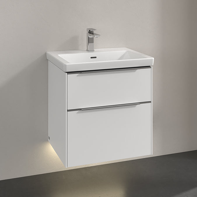 Villeroy & Boch Subway 3.0 600mm Wall Hung 2 Drawer Vanity Unit & Basin with LED Lighting