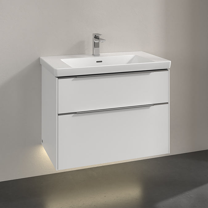 Villeroy & Boch Subway 3.0 800mm Wall Hung 2 Drawer Vanity Unit & Basin with LED Lighting