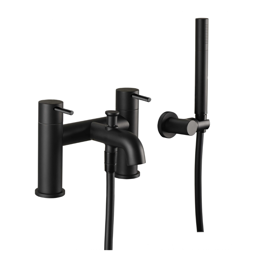 JTP Vos Bath Shower Mixer With Handset Shower In Matt Black