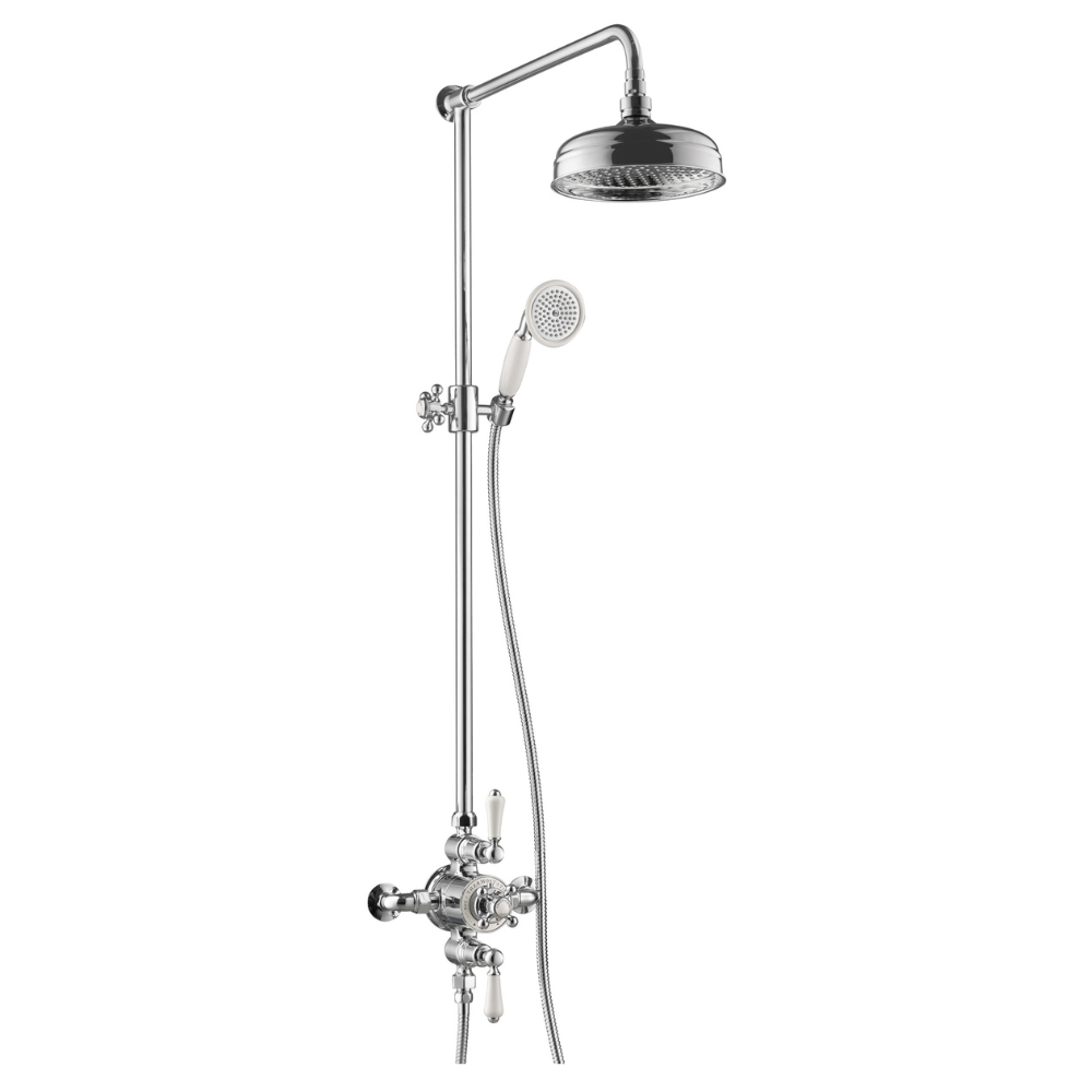 JTP Grosvenor Cross Thermostatic Exposed Mixer Shower With Fixed Head Shower Kit