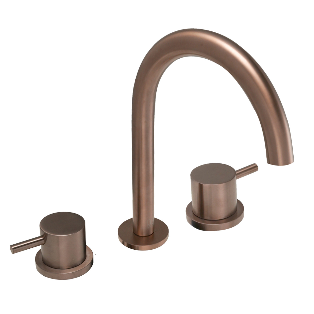 JTP Vos 3 Hole Deck Mounted Basin Mixer In Brushed Bronze