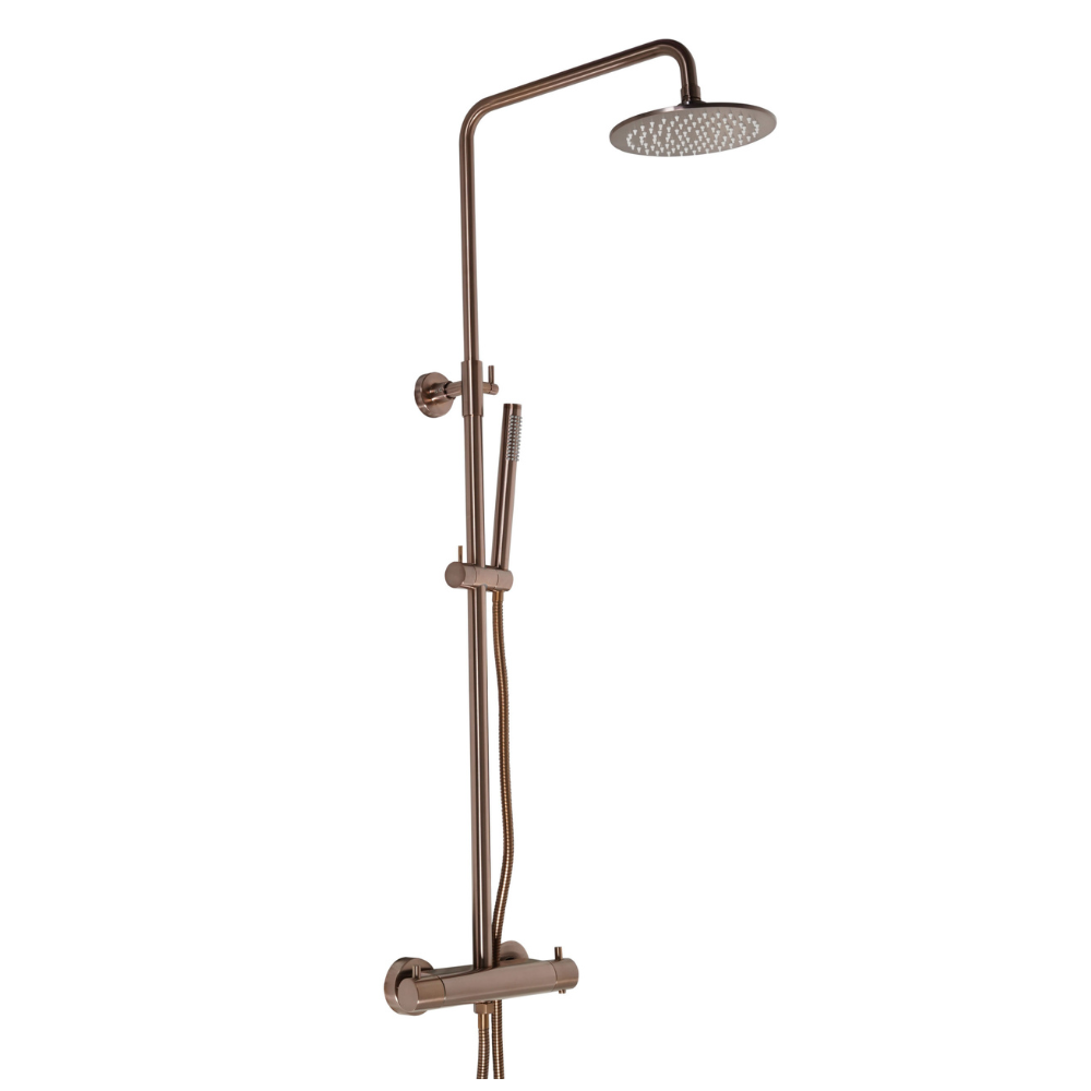 JTP Vos Shower Handle With Exposed Bar Shower Valve In Brushed Bronze