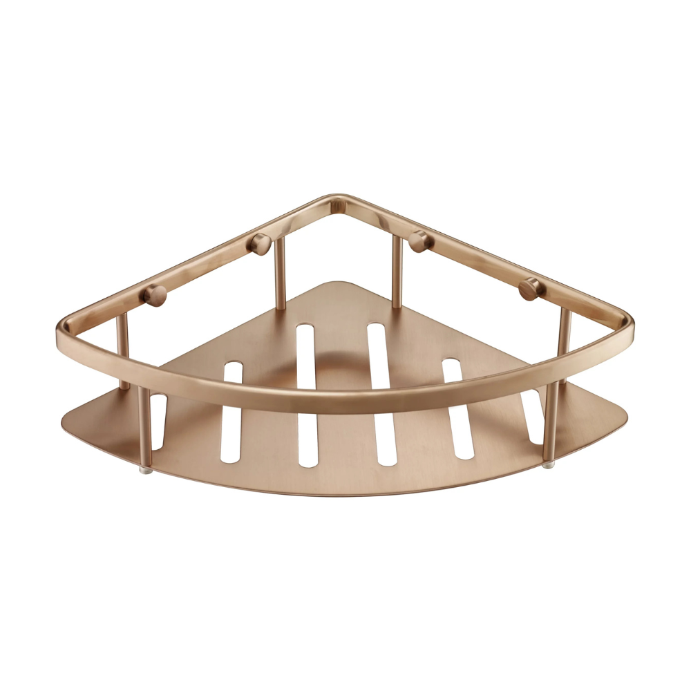 JTP Vos Corner Shower Basket In Brushed Bronze