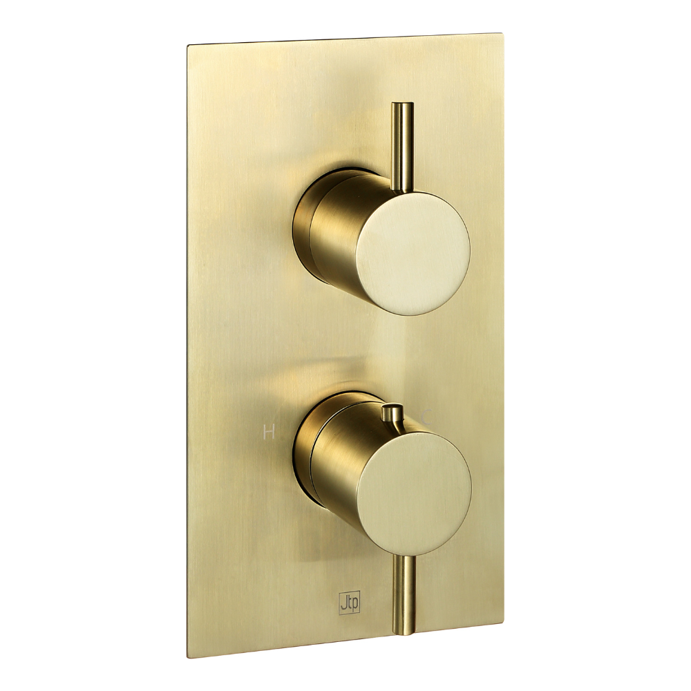 JTP Vos 2 Outlet 2 Handle Concealed Shower Valve In Brushed Brass