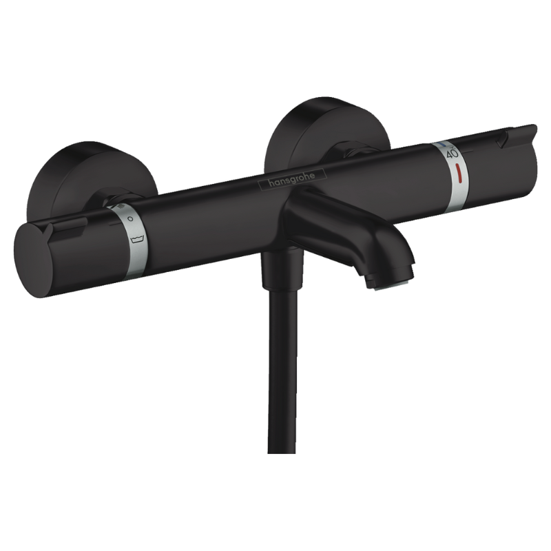 Hansgrohe Ecostat Comfort Exposed Thermostatic Bath Shower Mixer In Matt Black